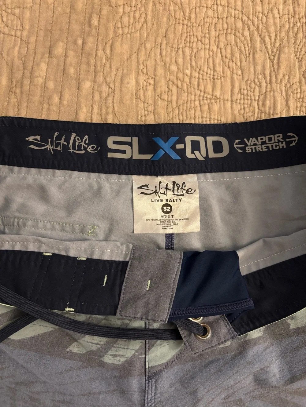 Salt Life Men's Gray Board Shorts with Mint Waistband